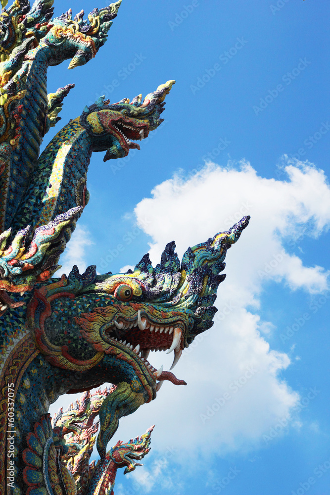 Thai dragon, King of Naga statue in Temple Thailand.