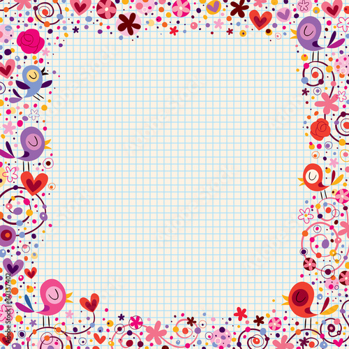 birds and flowers floral border