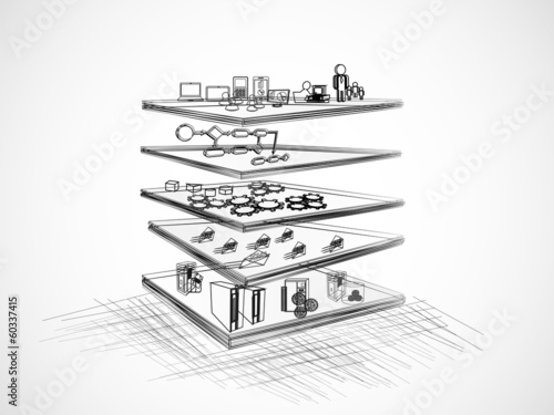 SOA Layered Architecture Pencil drawing