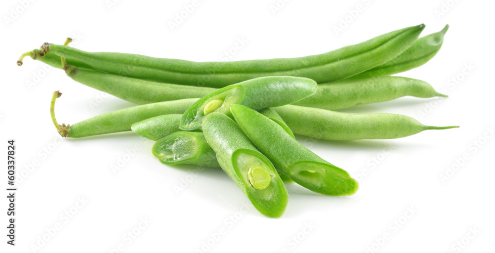green beans on white background green beans on white background
