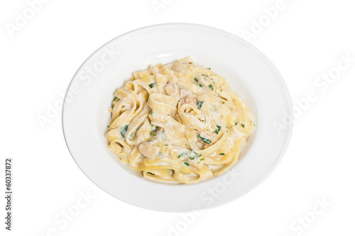 Canvas Print Chicken fettuccine alfredo with spinach