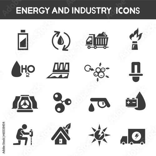 energy icons, industry icons, power icons