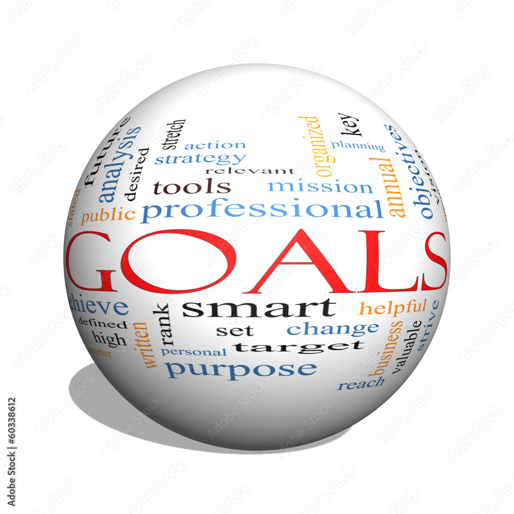 Goals 3D sphere Word Cloud Concept Goals 3D sphere Word Cloud Concept