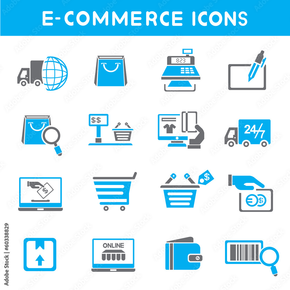 e commerce icons, blue color theme icons e commerce icons, blue color theme icons