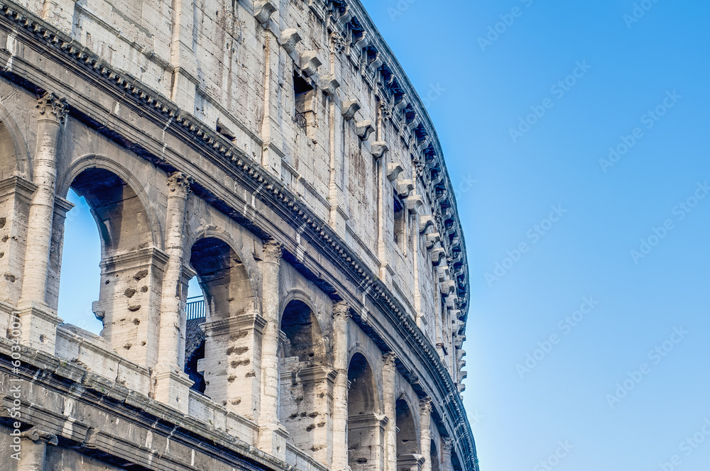 The Colosseum, an elliptical amphitheatre in Rome, Italy