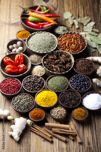 Spice Still Life, wooden bowl