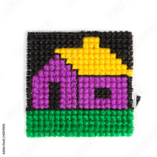 Embroidery frame sheet - house cartoon