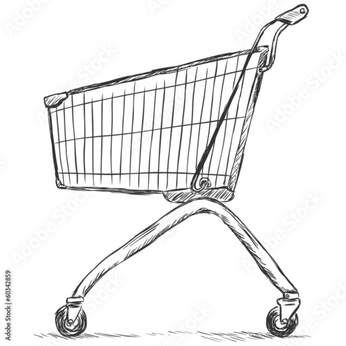 vector sketch illustration - trolley for shopping