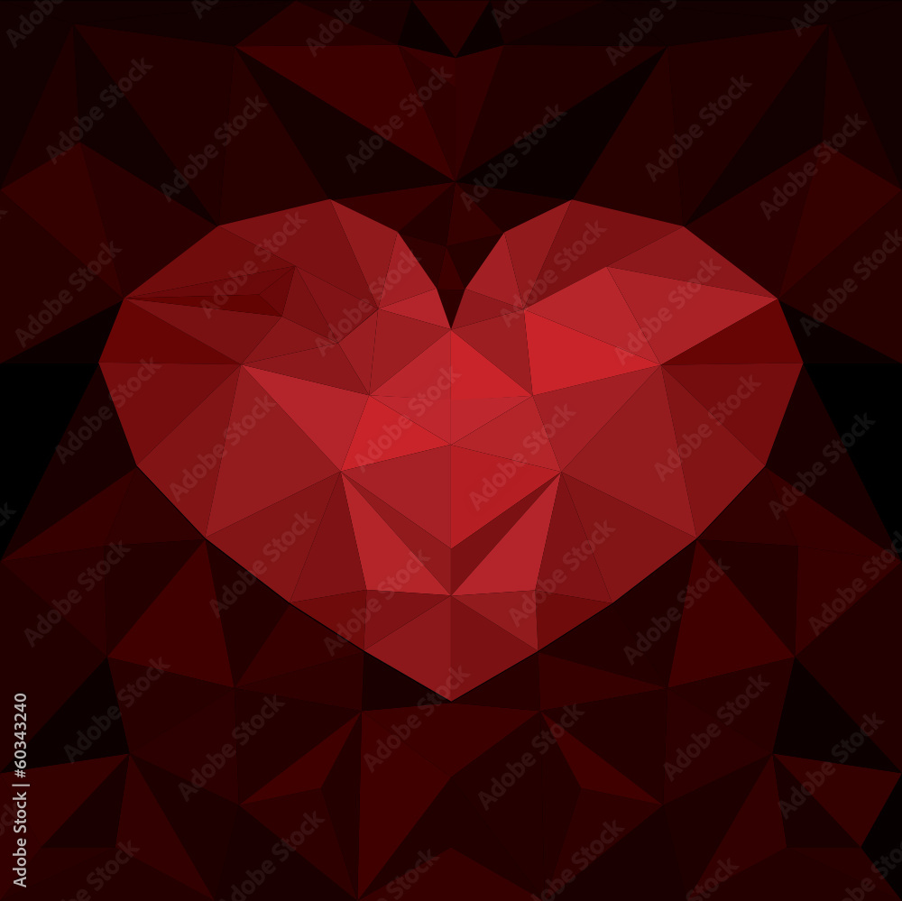 Red heart on a dark background. origami vector illustration Red heart on a dark background. origami vector illustration