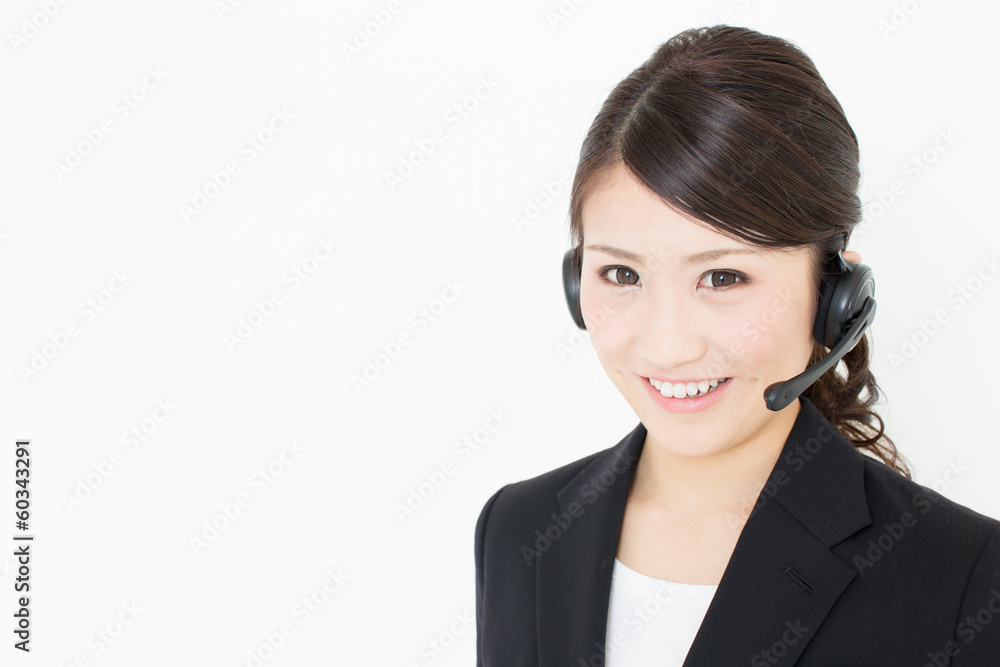 young asian businesswoman with headset young asian businesswoman with headset