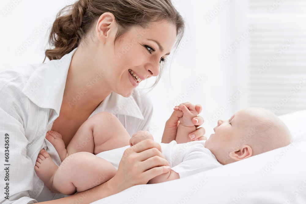 Portrait of happy mother and baby Portrait of happy mother and baby