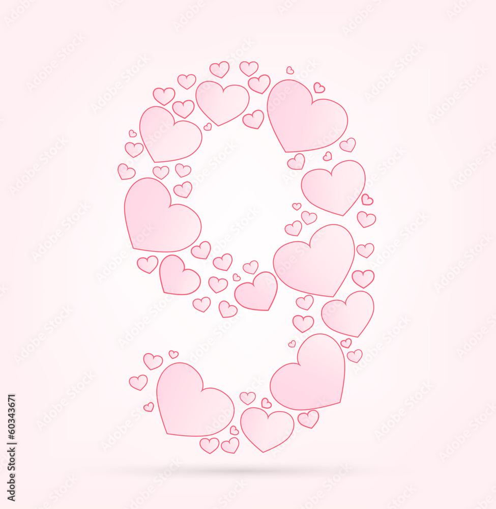 Font of hearts vector illustration