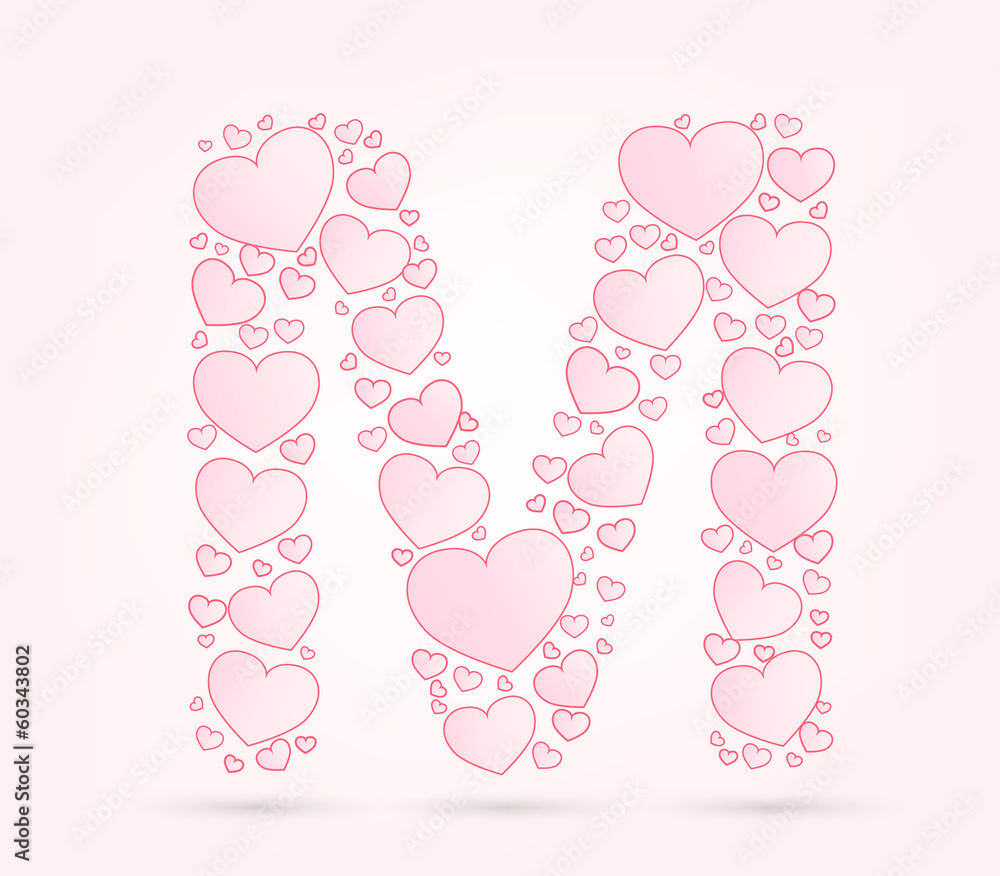 Font of hearts vector illustration Font of hearts vector illustration