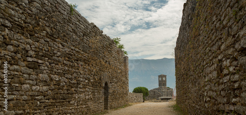 Walls of old city Gjirokastra, Albania photo