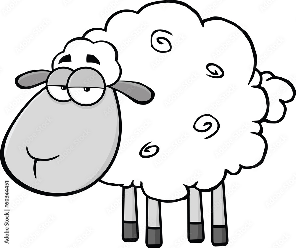 Fototapeta premium Cute Sheep Cartoon Mascot CharacterIn Gray Color