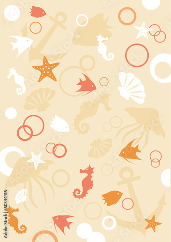 Sea animals background, vector illustration