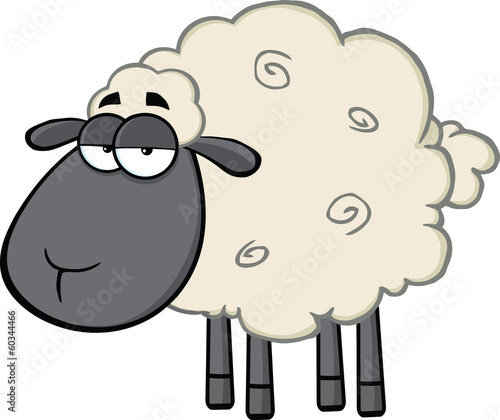 Cute Black Head Sheep Cartoon Mascot Character