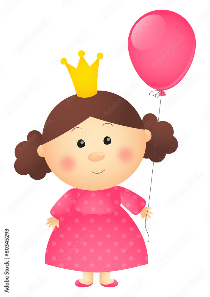 Princess girl with pink balloon Princess girl with pink balloon