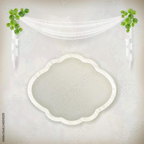 Blank signboard on marble wall background vector