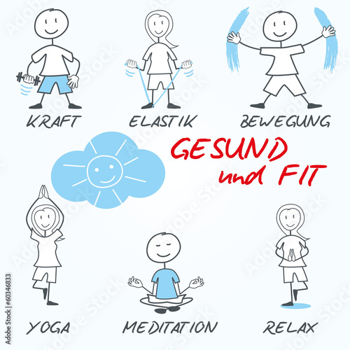 Comic gesund fit sportlich