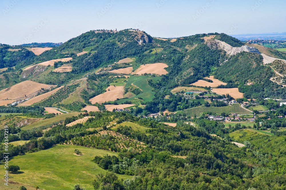 View from castle of Montebello. Emilia- Romagna. Italy.