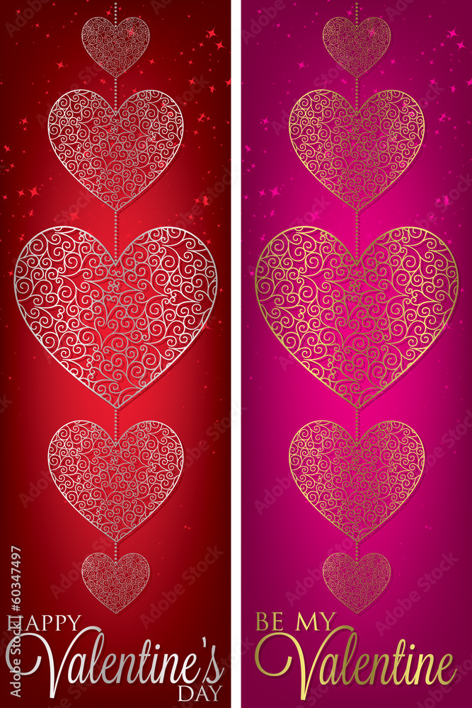 Valentine's Day filigree banners in vector format.
