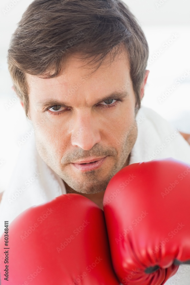 Close-up portrait of a determined male boxer Close-up portrait of a determined male boxer