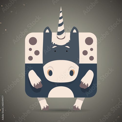 Magic little mythical unicorn with a spiral horn
