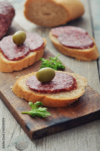 Canape with salami