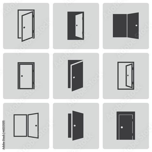 Vector black door icons set