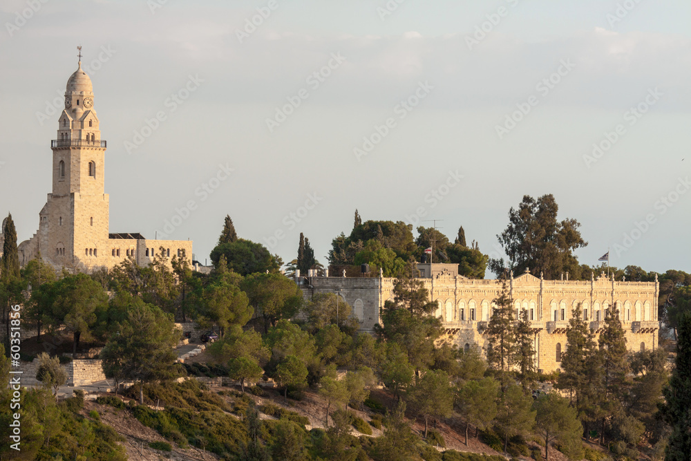 Fototapeta premium Church and historic building in the old city of Jerusalem