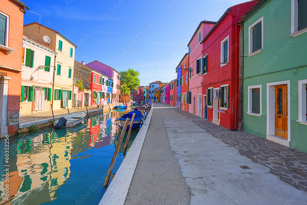 multicolored houses on Burano island. Venice. Italy.