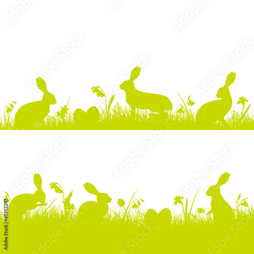 Green Easter Backgrounds Meadow Bunny