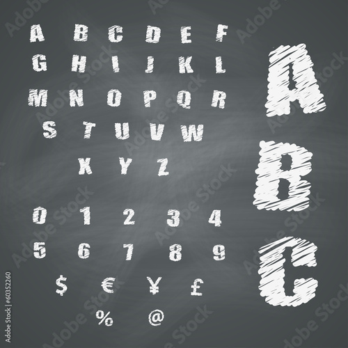 Alphabet and Symbols on Chalkboard