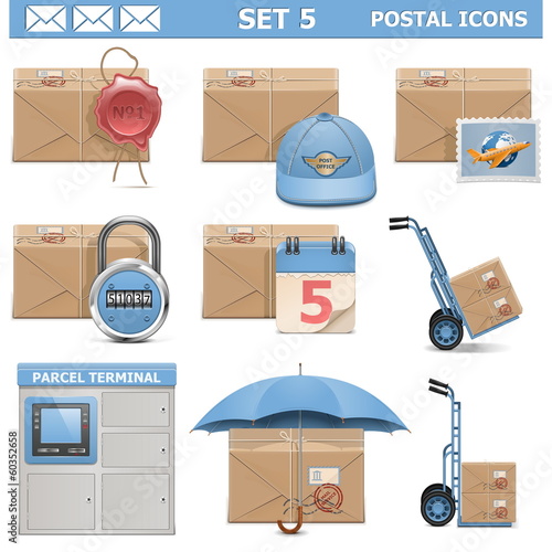 Vector Postal Icons Set 5