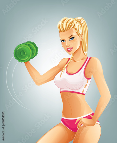 Slim Fit Woman Lifting Dumbbell