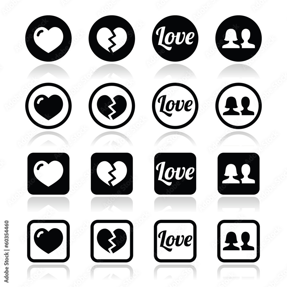 Love, heart, couple icons for Valentine's day Love, heart, couple icons for Valentine's day