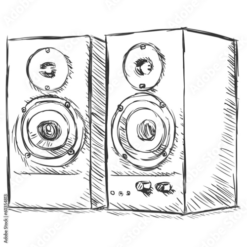 vector sketch illustration - loudspeakers