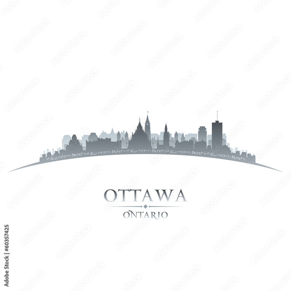 Ottawa Ontario Canada city skyline silhouette white background