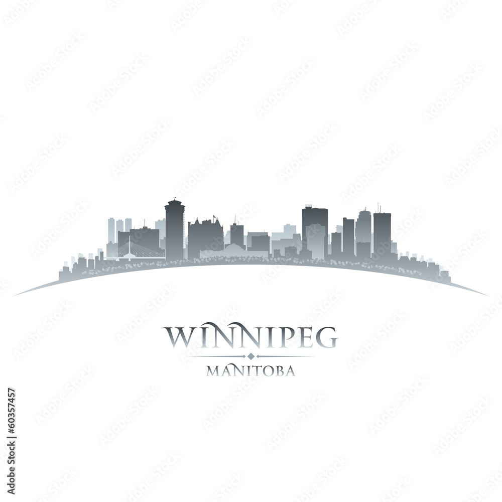 Winnipeg Manitoba Canada city skyline silhouette white backgroun