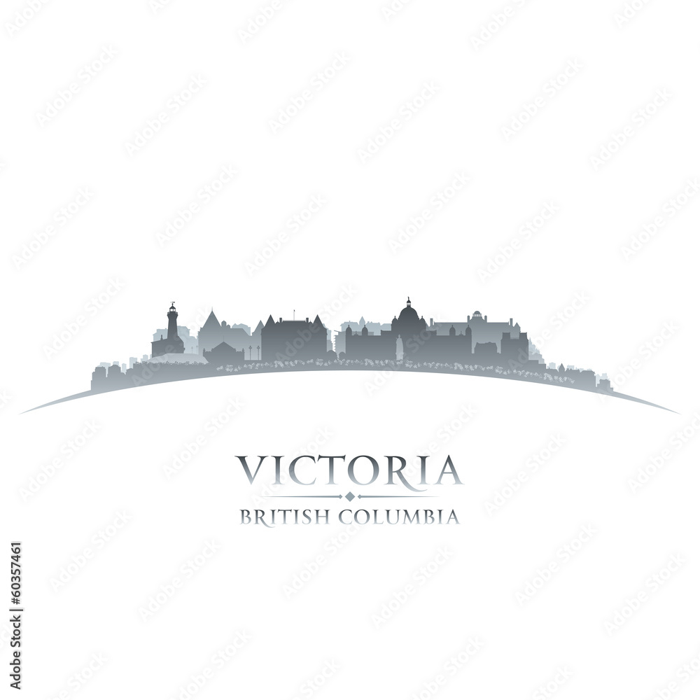 Victoria British Columbia Canada city skyline silhouette white b