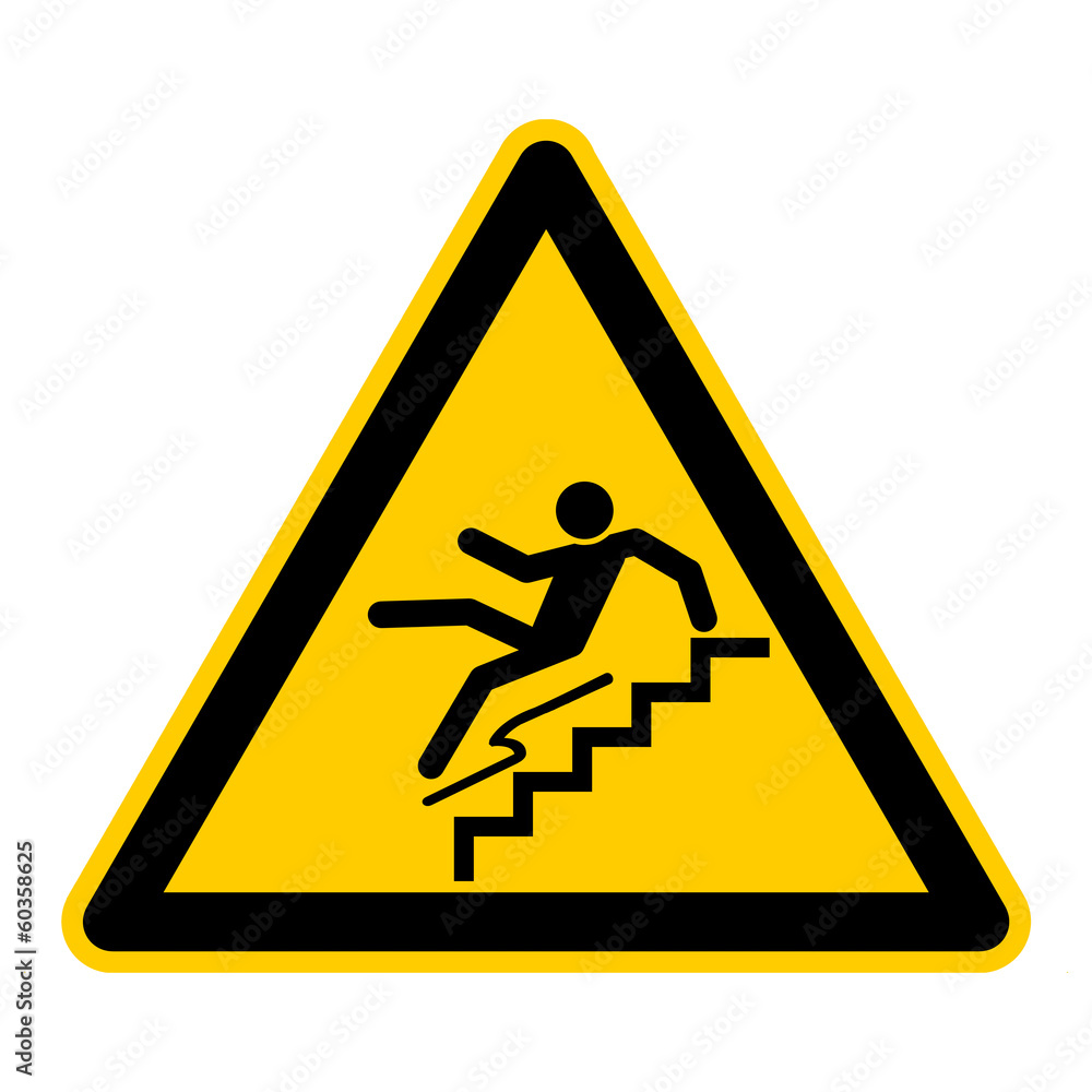 wso20 WarnSchildOrange - english warning sign: warning stairs - tripping hazard - German Warnschild: Warnung vor Treppen - Stolpergefahr - g428 wso20 WarnSchildOrange - english warning sign: warning stairs - tripping hazard - German Warnschild: Warnung vor Treppen - Stolpergefahr - g428