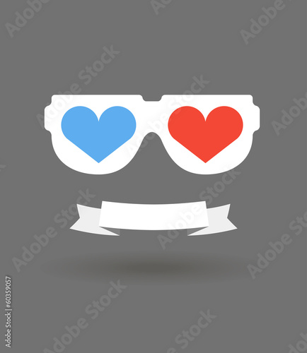 Abstract face with 3d glasses and banner moustaches