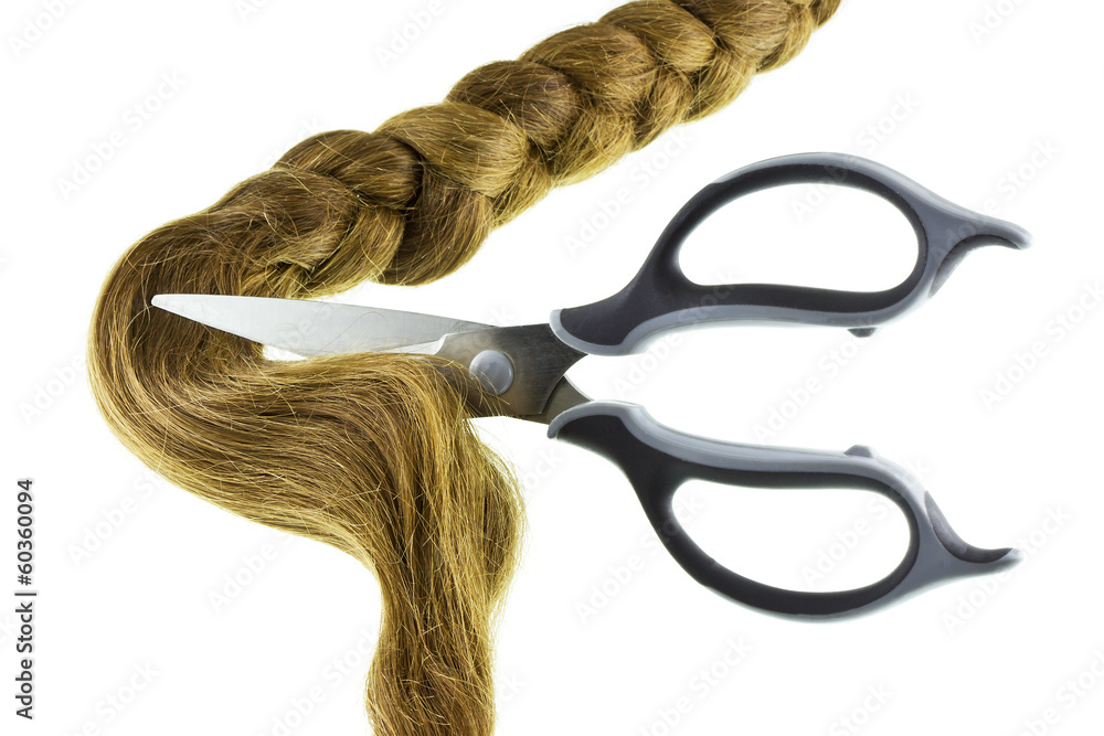 Obraz na plátně Women braid and scissors