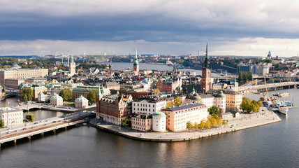 Acrylglasbilder Stadt am Wasser Stockholms Altstadt mit historischen Fassaden  © a_andreev
