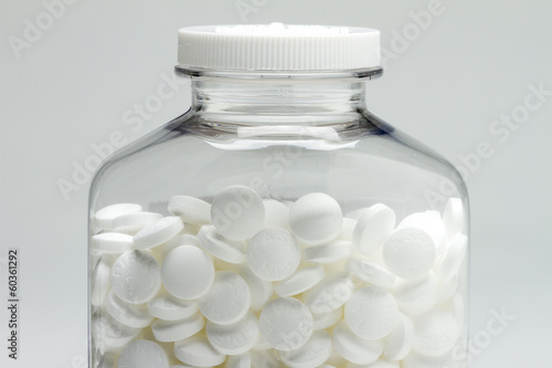 Top half of aspirin bottle, horizontal photo