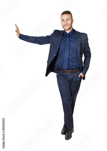 young businessman leaning on something