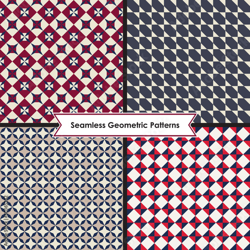 Set of seamless monochrome geometric patterns