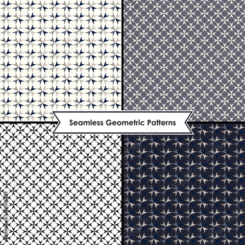 Set of seamless monochrome geometric patterns