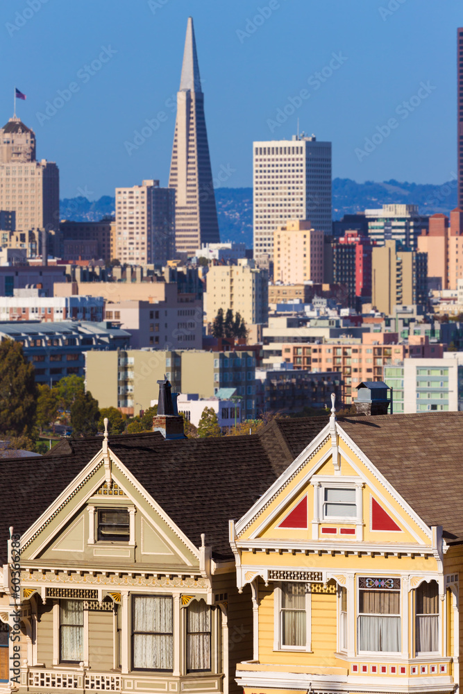 Obraz premium San Francisco Victorian houses in Alamo Square California